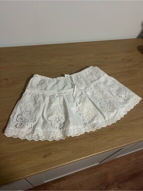 Peppermayo White Eyelet Lace Mini Skirt